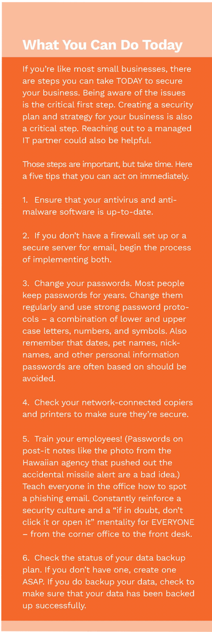Security Steps You Can take NOW to improve network security -- 
