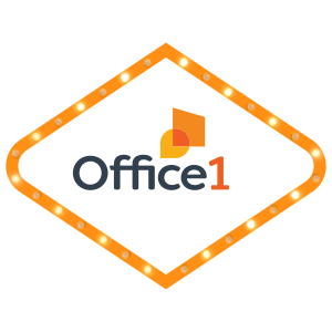 Orange Las Vegas sign with Office1 Logo